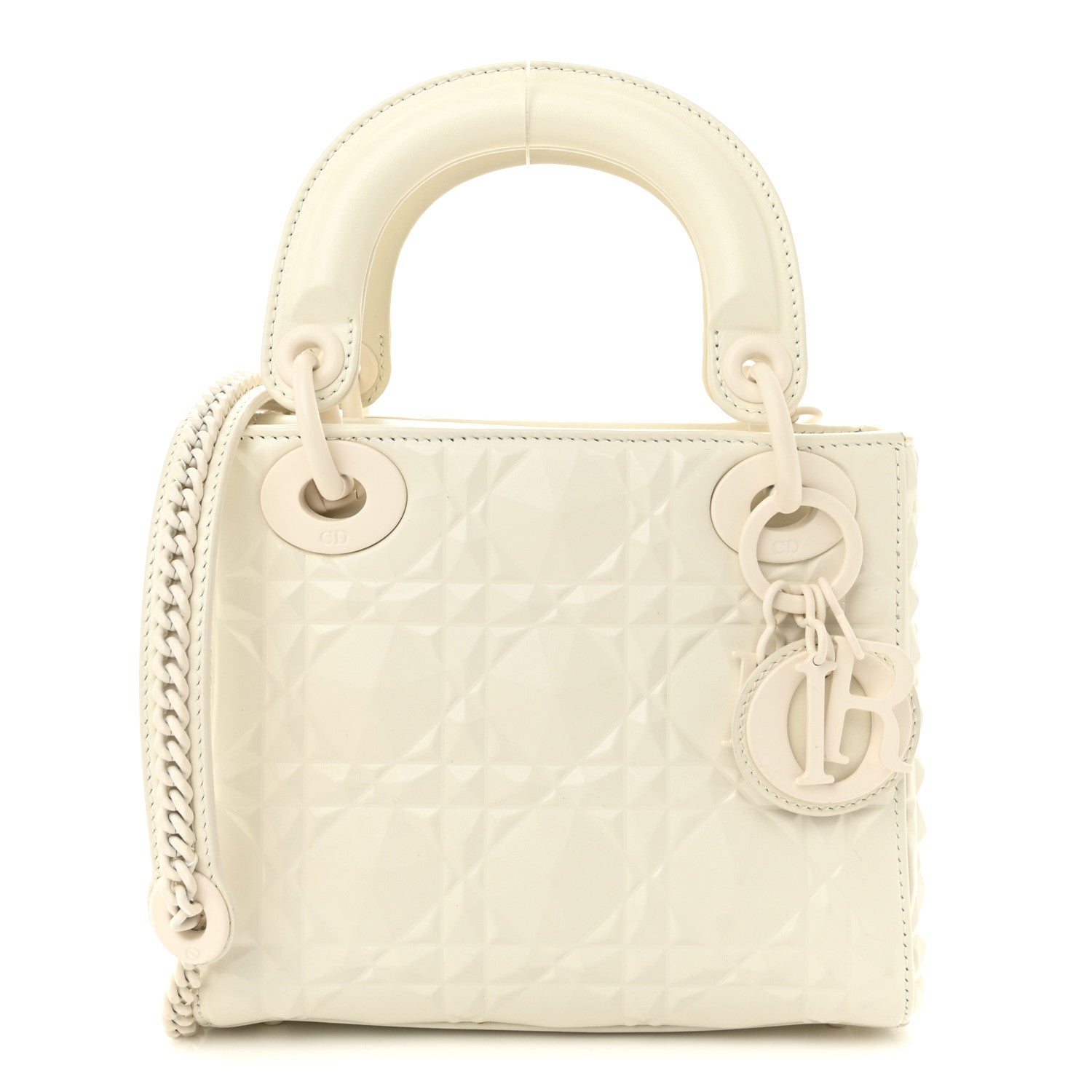 Christian Dior Calfskin Cannage Diamond Mini Lady Dior White 1 of 9