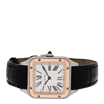 Cartier Stainless Steel 18K Pink Gold Alligator 27.5mm Santos Dumont Quartz Watch 2 of 5