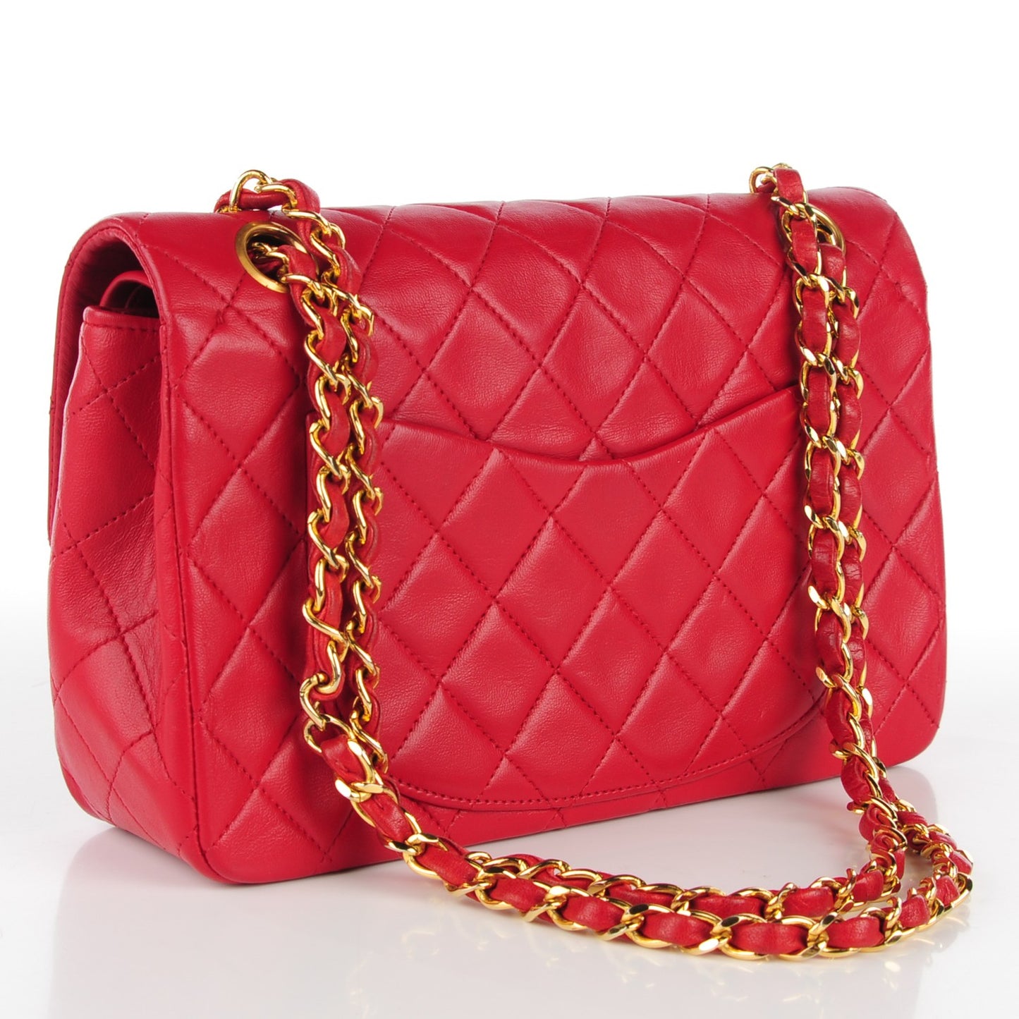 Lambskin Quilted Small Double Flap Red