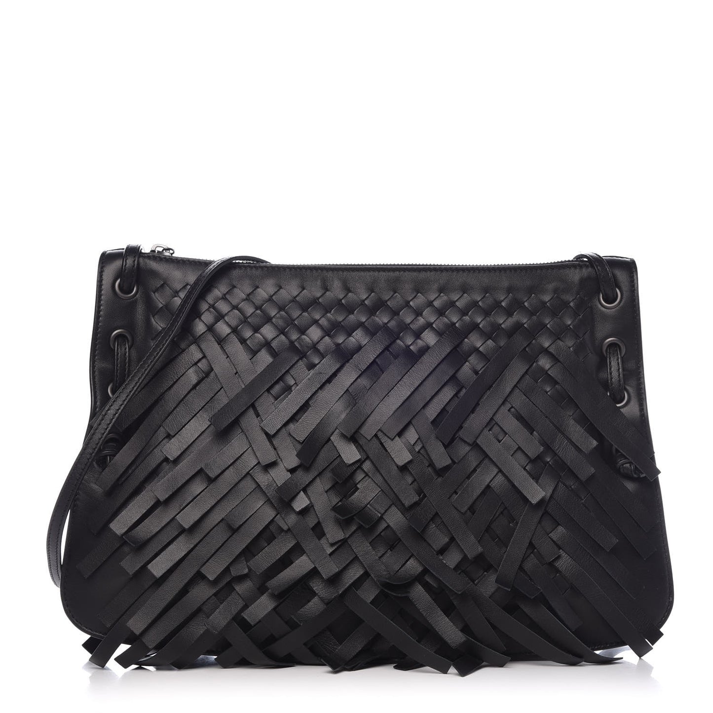Nappa Intrecciato Palio Fringe Messenger Black