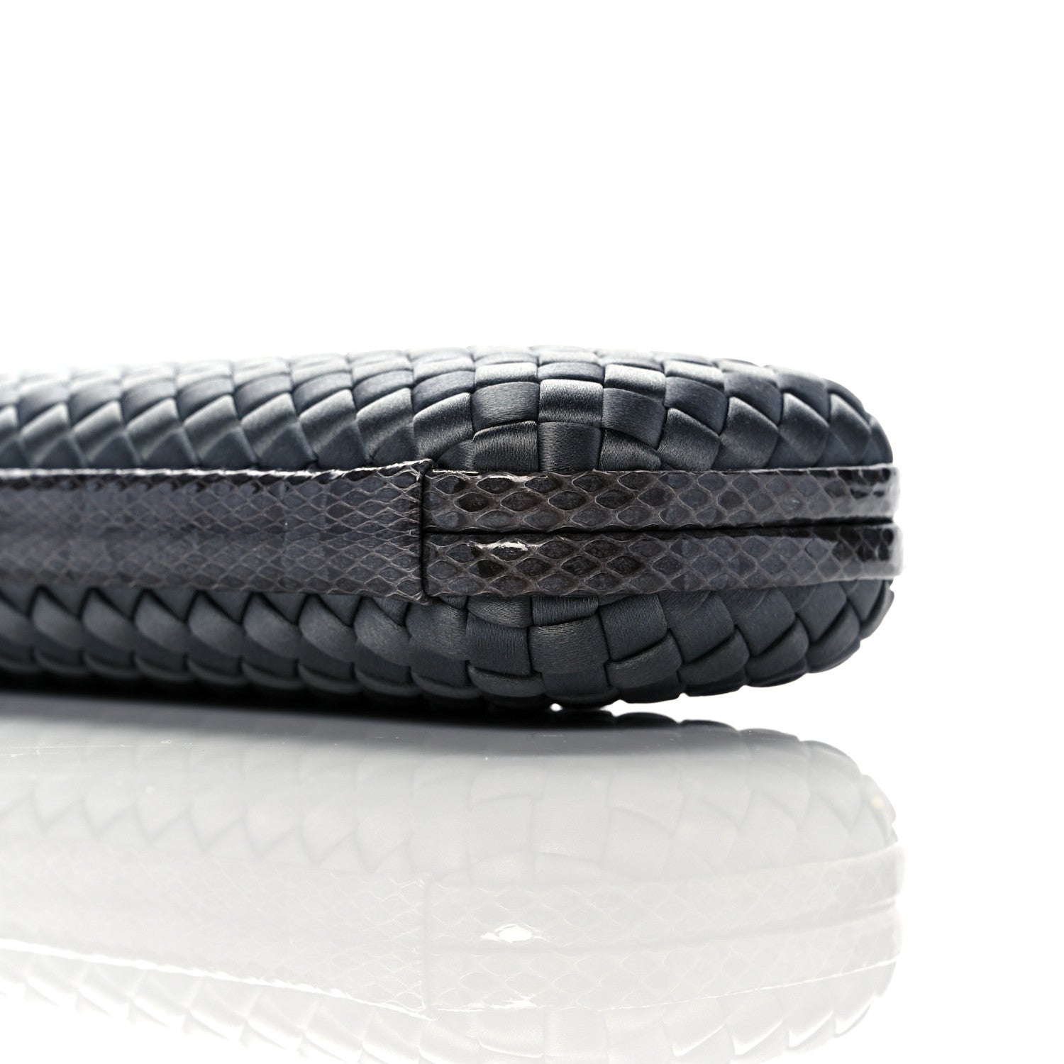 Bottega Veneta Satin Ayers Intreccio Impero Stretch Knot Clutch Grey 8 of 8