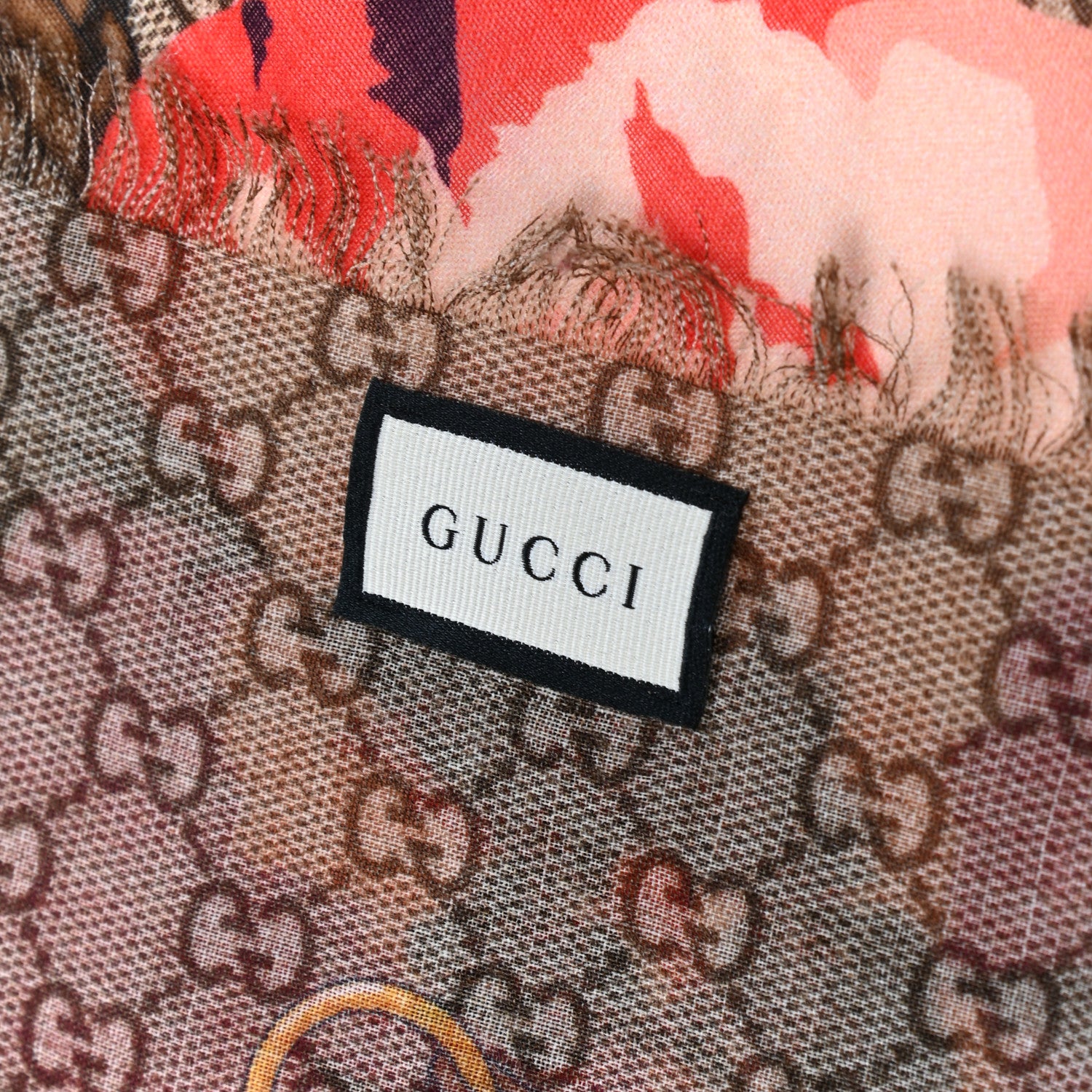 Gucci Wool Jacquard GG Monogram Big Panshie Fringe Shawl Roseate Beige 3 of 4
