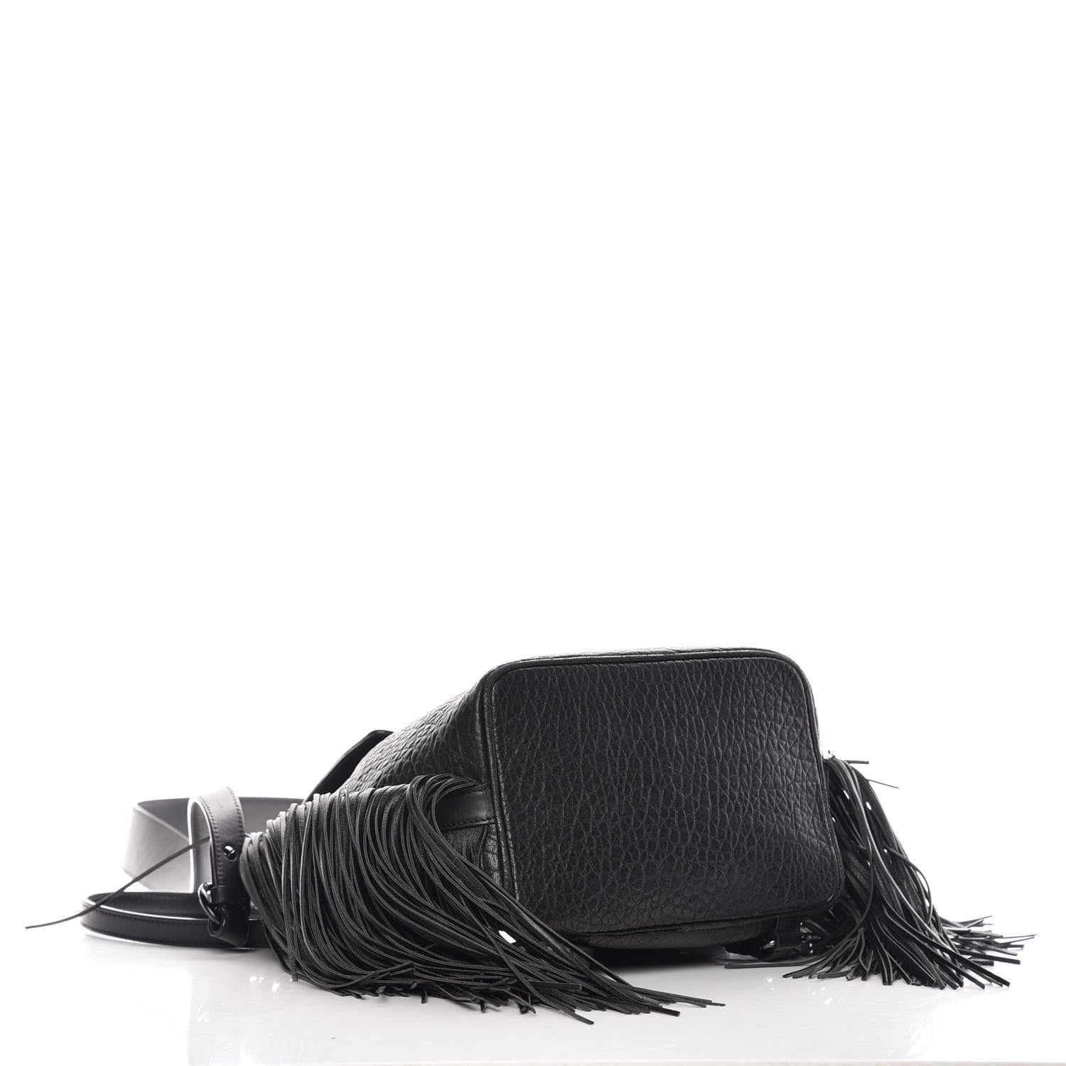 Christian Louboutin Pebbled Calfskin Fringe Lucky L Convertible Backpack Black 5 of 15