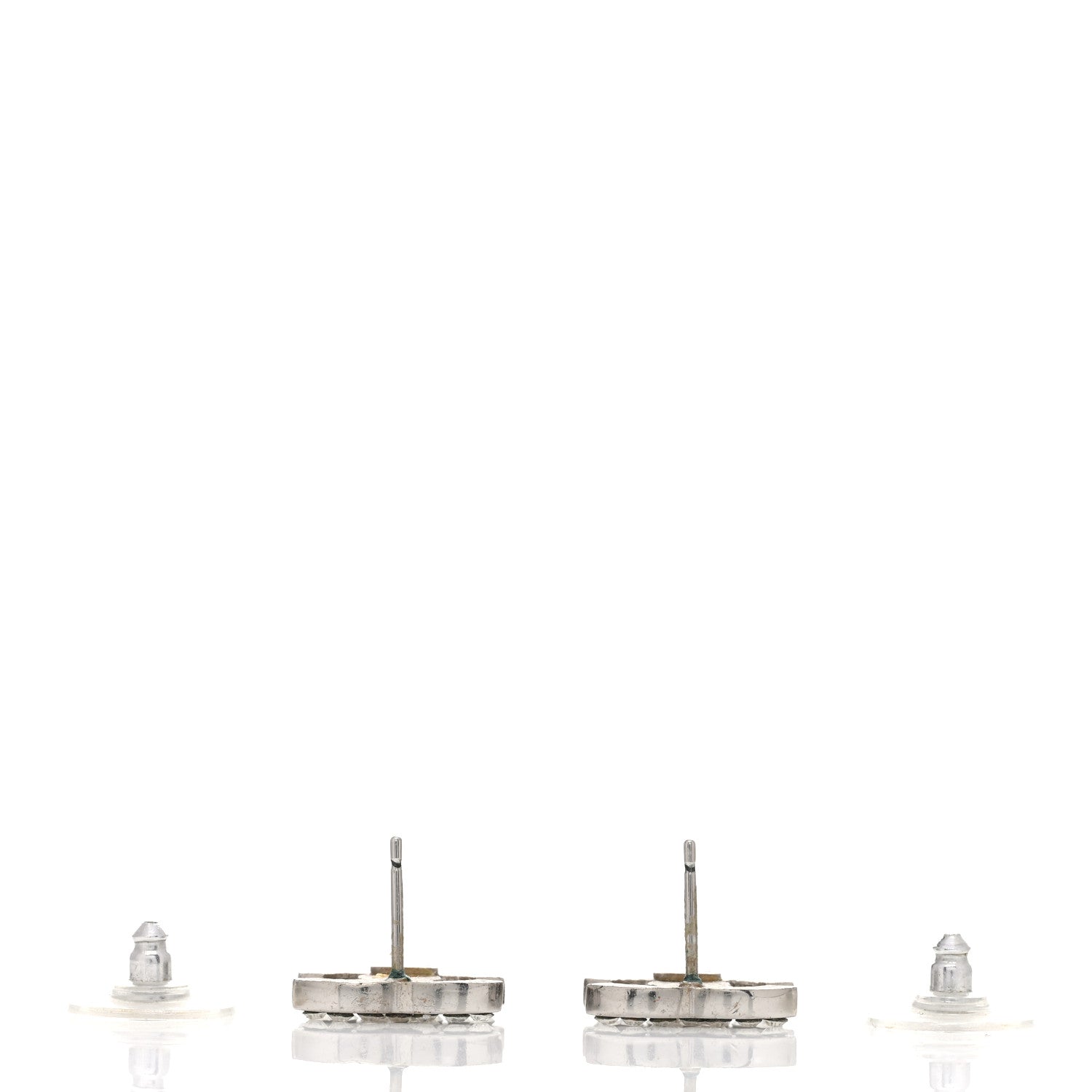 Chanel Crystal Mini Timeless CC Earrings Silver 3 of 4
