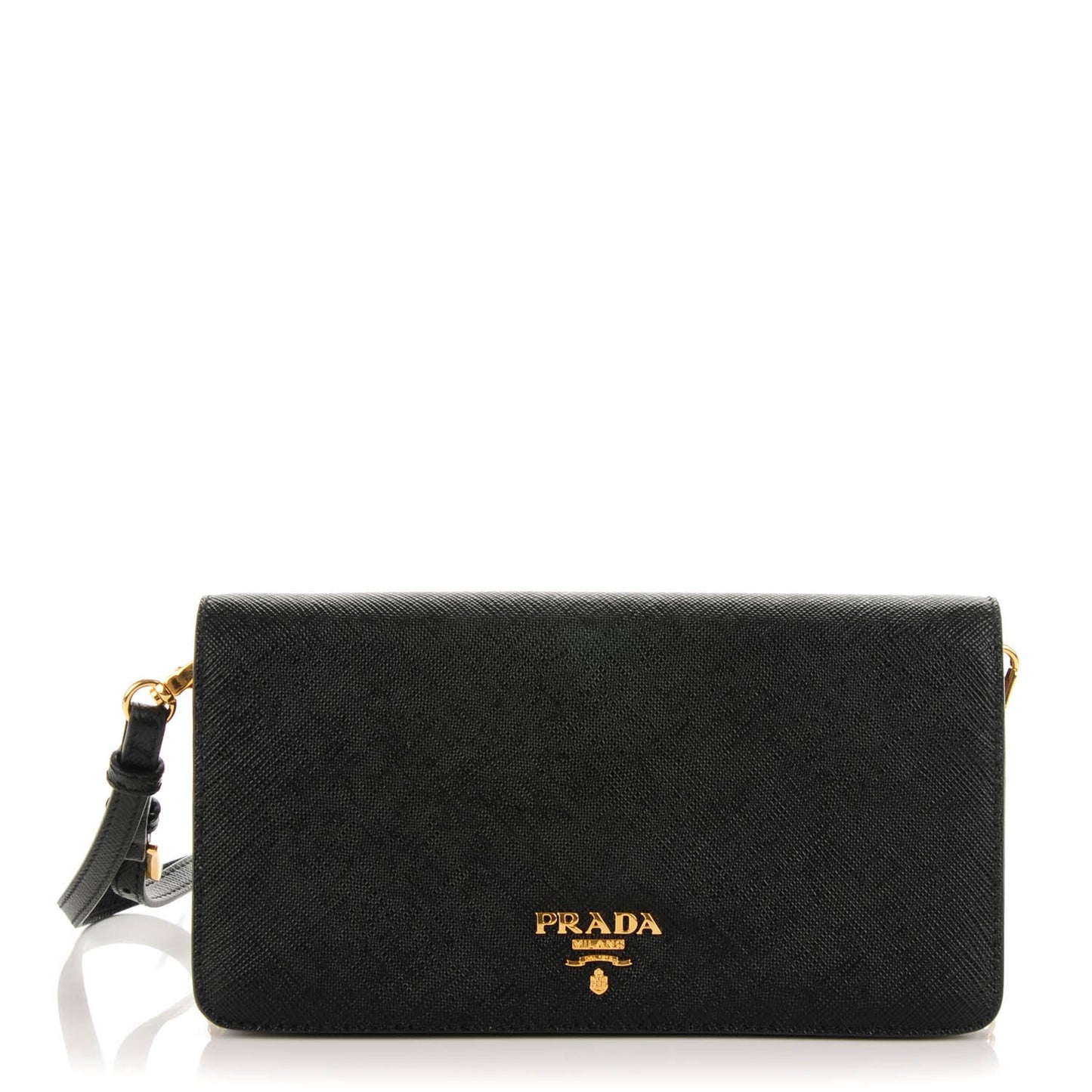 Saffiano Metal Phone Wristlet Crossbody Wallet Black