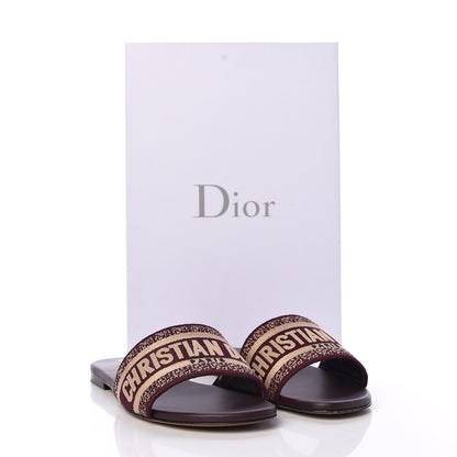 Christian Dior Canvas Embroidered Dway Flat Slide Sandals 37 Deep Amaranth 11 of 11