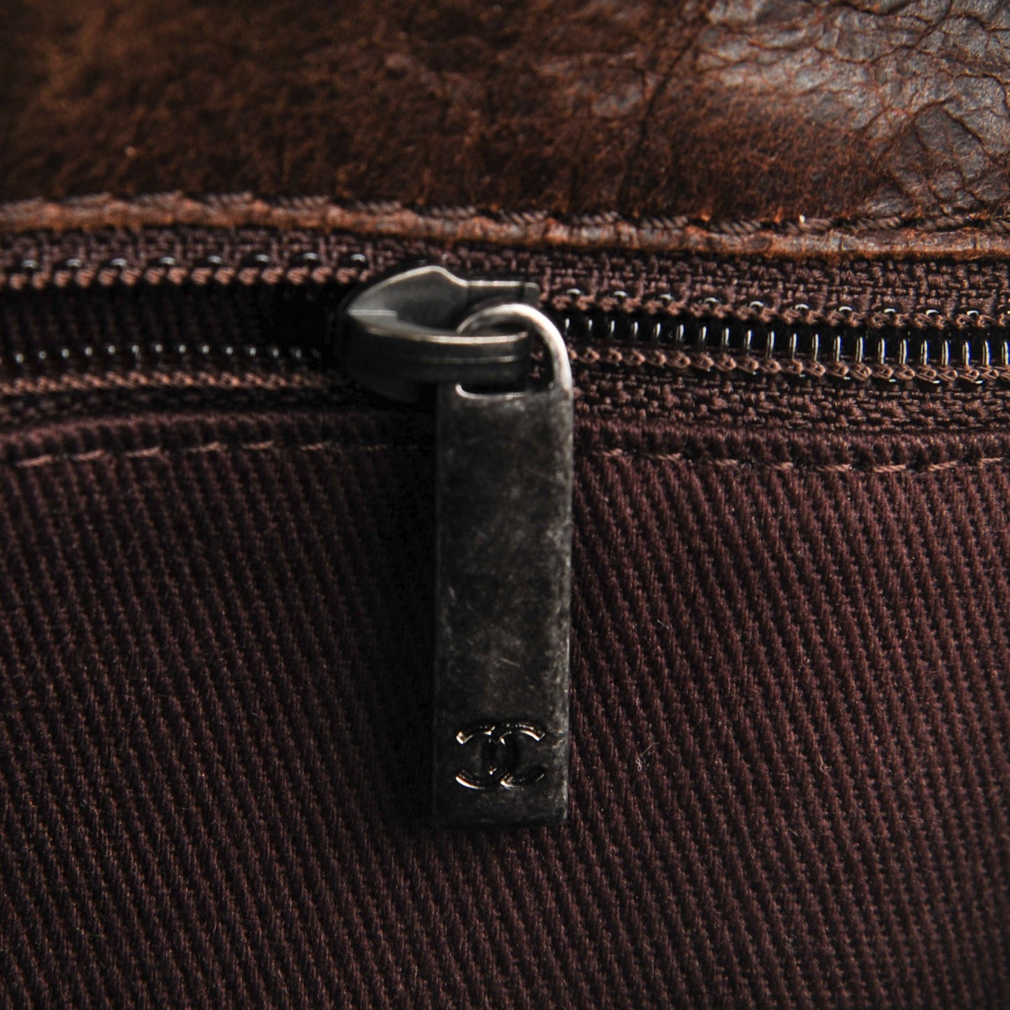 Aged Crumpled Calfskin Small Vintage Flap Brown