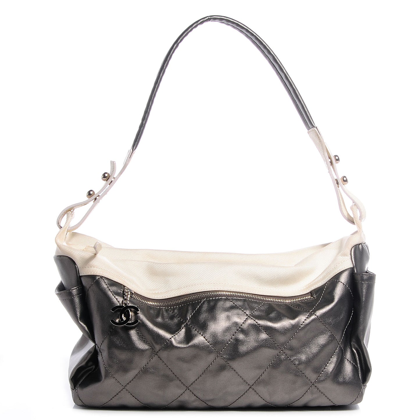 Coated Canvas Paris Biarritz Hobo Silver