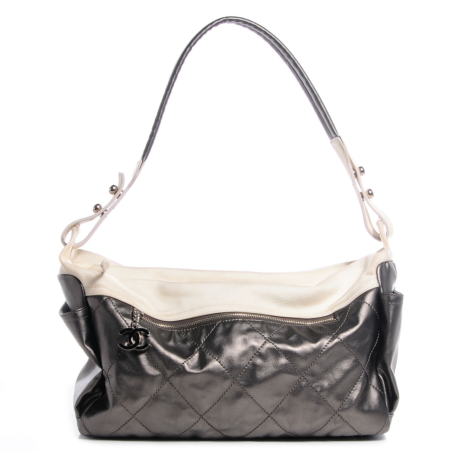 Chanel Coated Canvas Paris Biarritz Hobo Silver 1 of 7