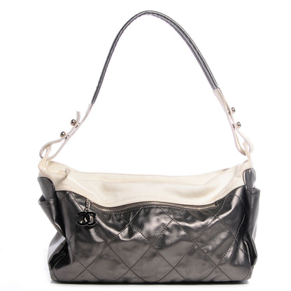Chanel Coated Canvas Paris Biarritz Hobo Silver 1 of 7