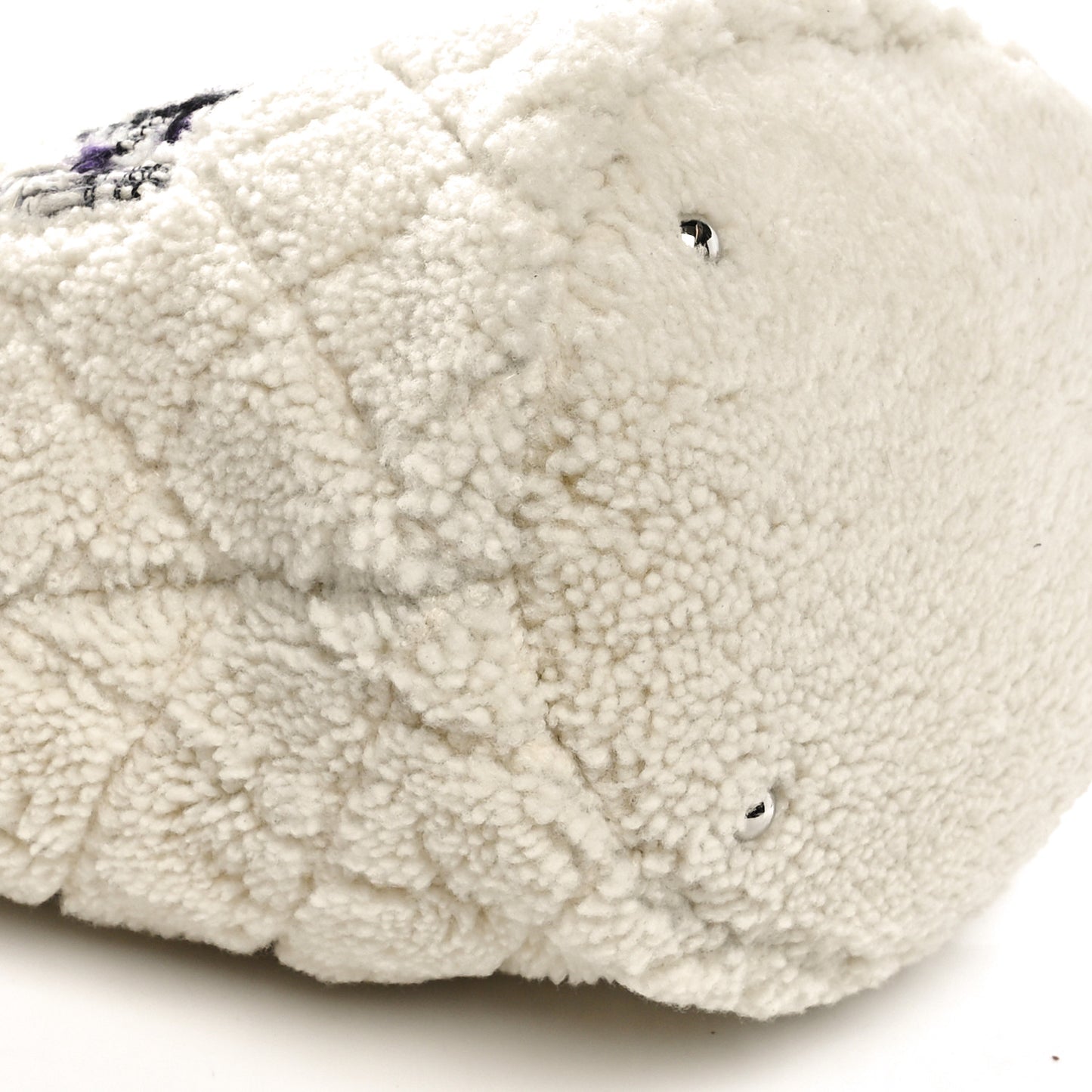Shearling Sheepskin Tweed Large Coco Neige Tote White Black