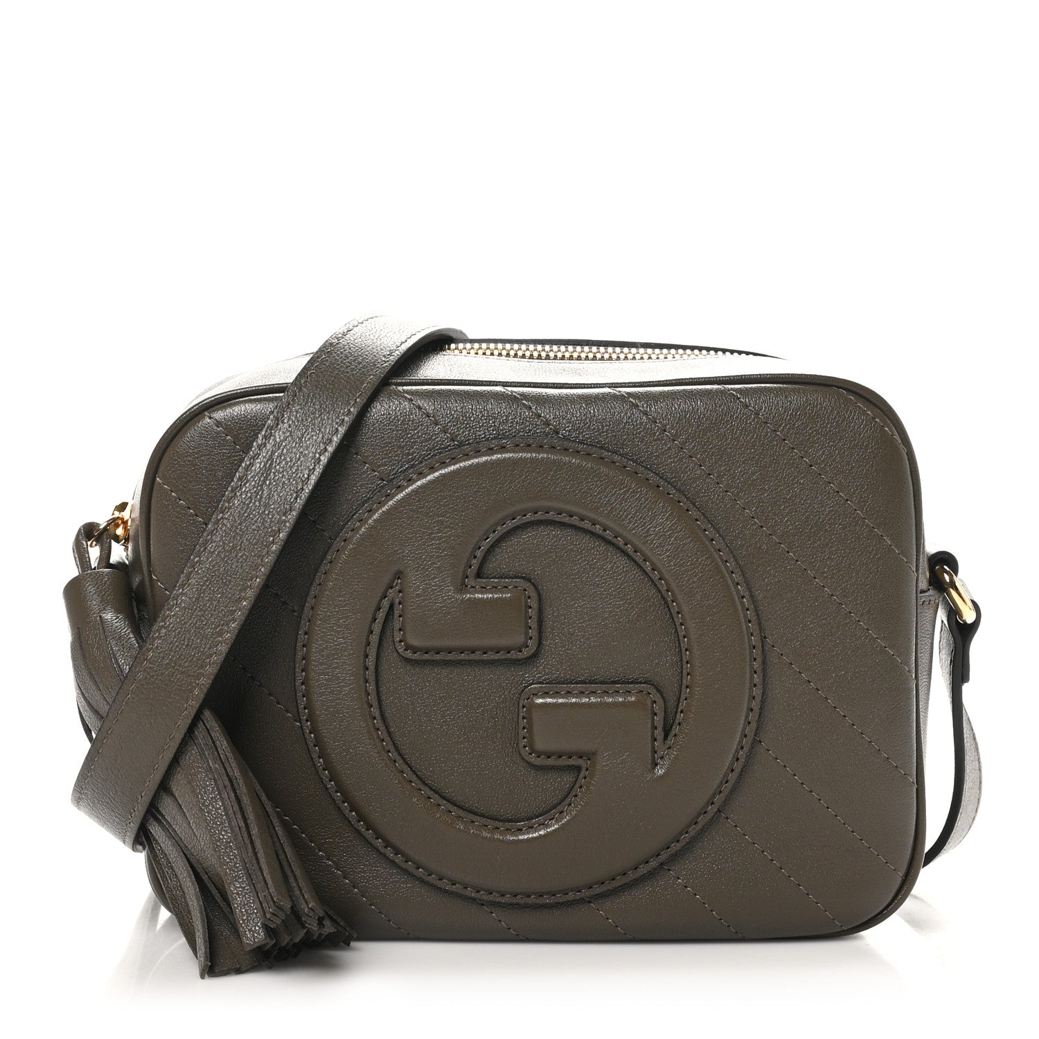 Gucci Sakai Be Green Calfskin Diagonal Stitched Small Blondie Shoulder Bag Craclet Brown 1 of 10