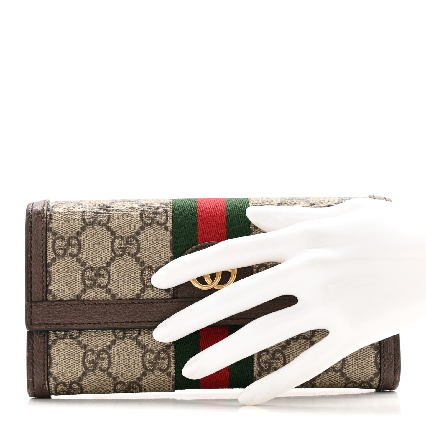 GG Supreme Monogram Web Ophidia Continental Wallet Brown