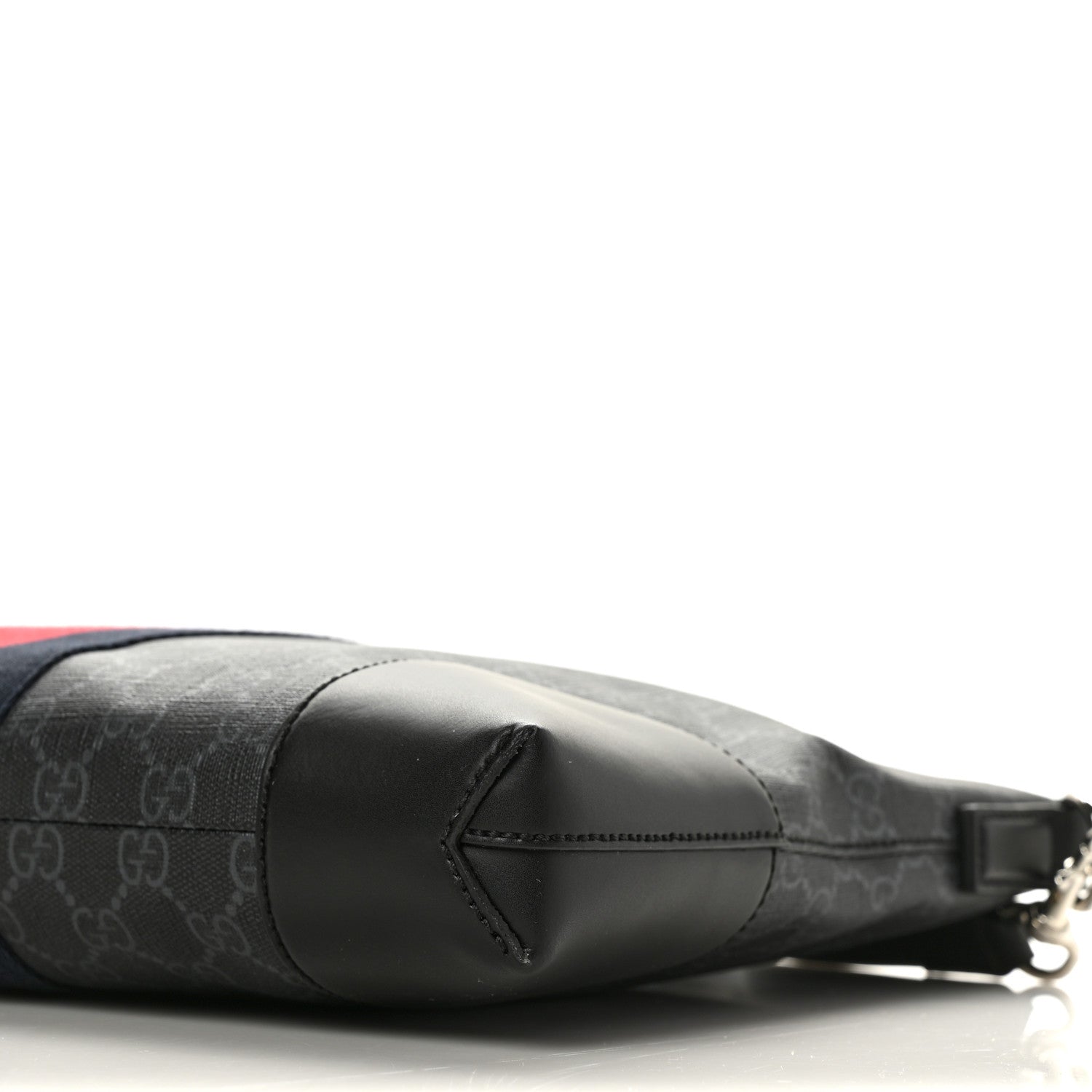 Gucci Soft GG Supreme Monogram Appia Calfskin Web East West Messenger Bag Black Grey 10 of 10