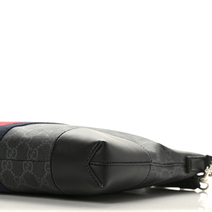 Gucci Soft GG Supreme Monogram Appia Calfskin Web East West Messenger Bag Black Grey 10 of 10