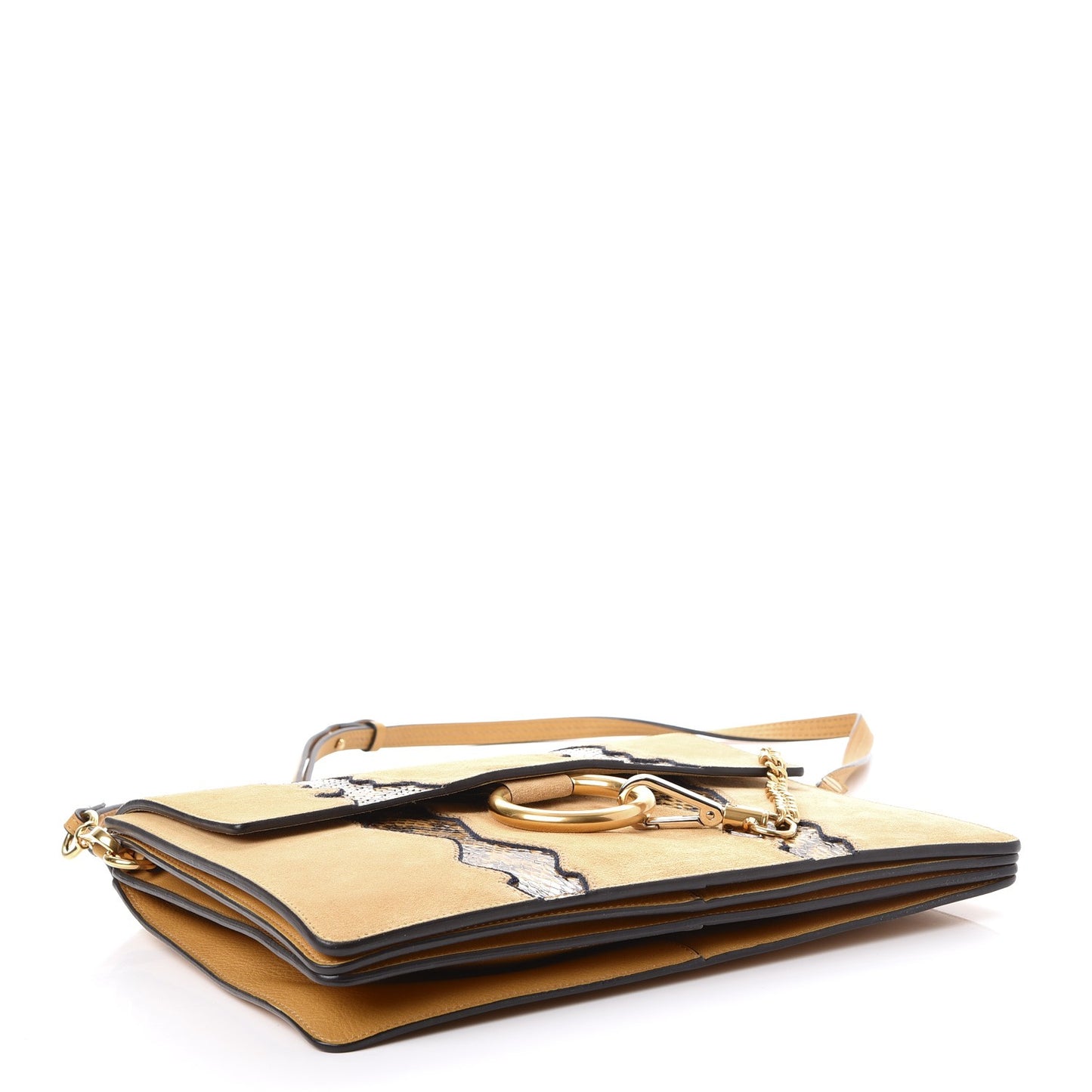 Suede Calfskin Snakeskin Medium Faye Shoulder Bag Dusty Yellow