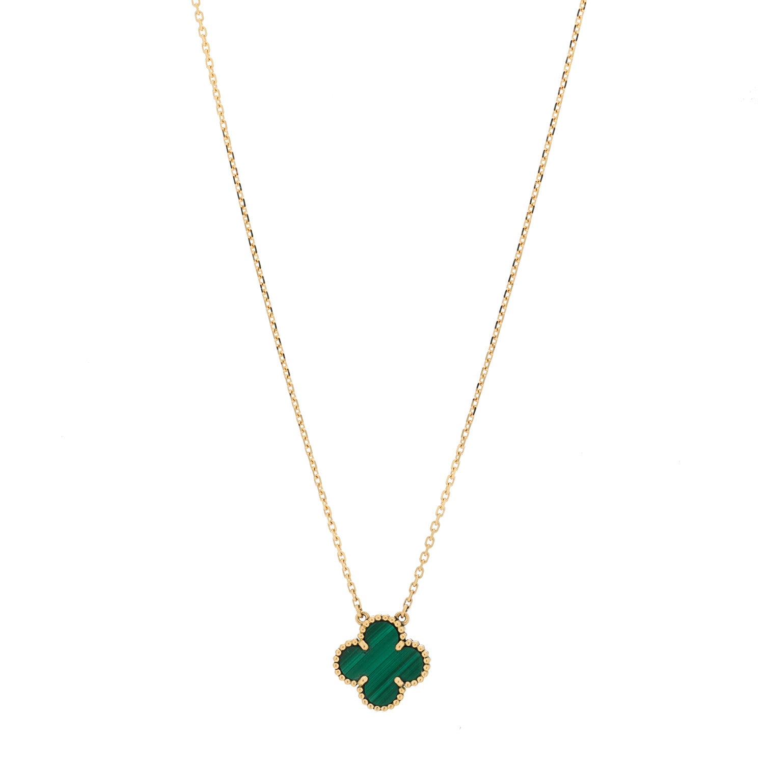 Van Cleef & Arpels 18K Yellow Gold Malachite Vintage Alhambra Pendant Necklace 1 of 6
