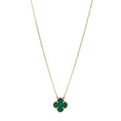 Van Cleef & Arpels 18K Yellow Gold Malachite Vintage Alhambra Pendant Necklace 1 of 6
