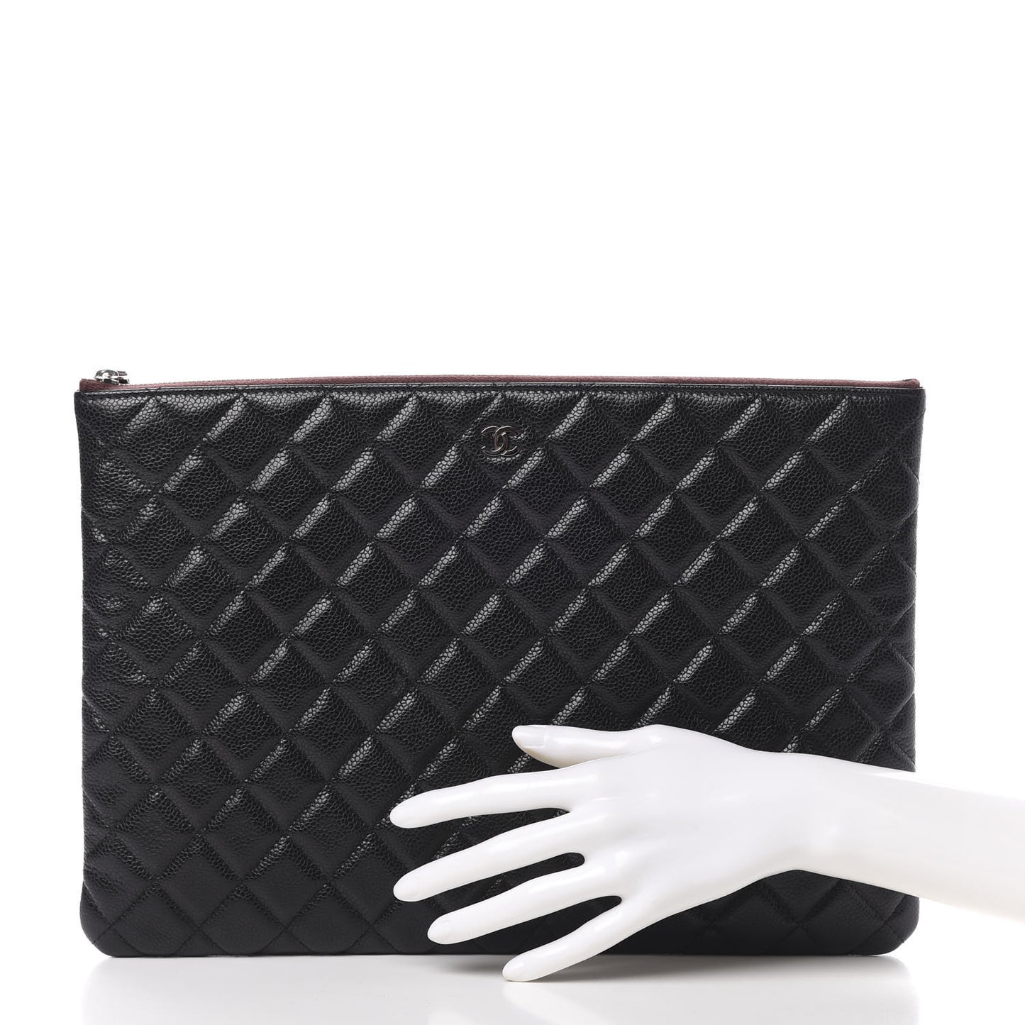 Caviar Quilted Large Cosmetic Case Black