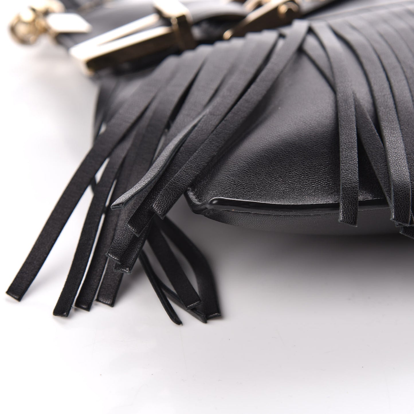 Calfskin Palazzo Fringe Crossbody Bag Black
