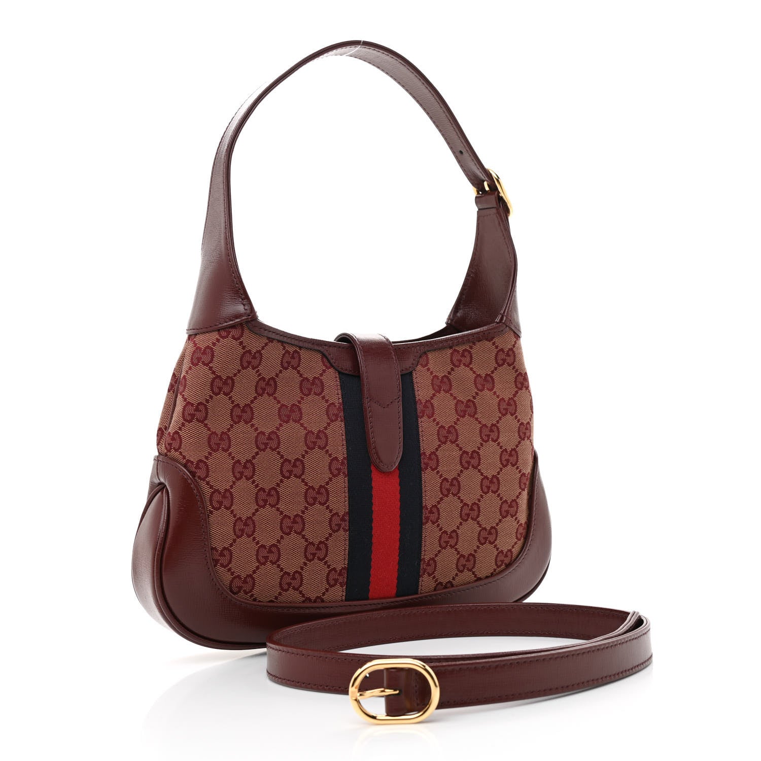 Gucci Monogram Azalea Calfskin Web Small Jackie 1961 Hobo Sahara Rubino Chardonnay 3 of 8
