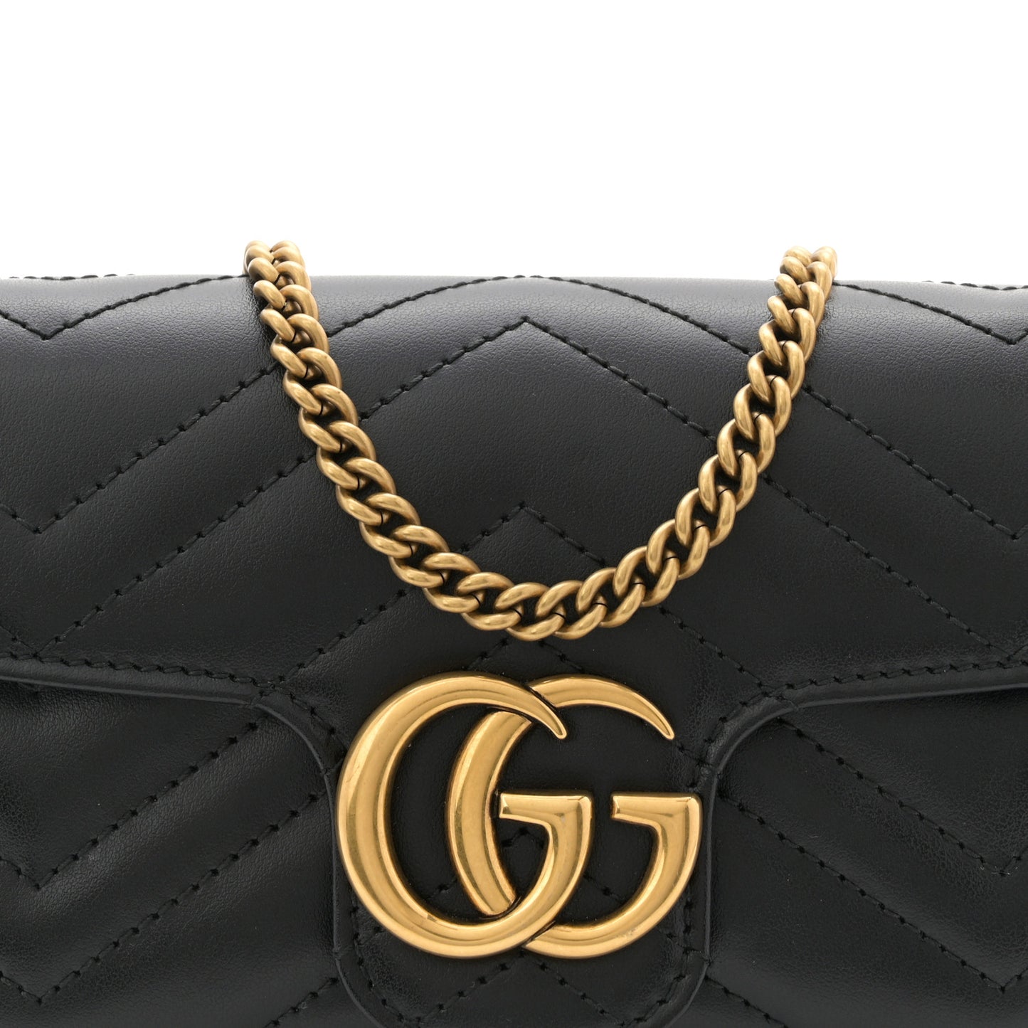 Calfskin Matelasse Super Mini GG Marmont Shoulder Bag Black