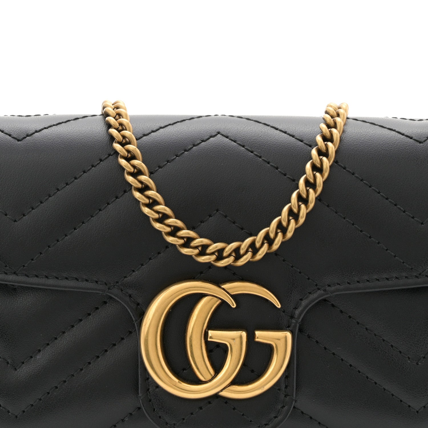 Gucci Calfskin Matelasse Super Mini GG Marmont Shoulder Bag Black 8 of 10