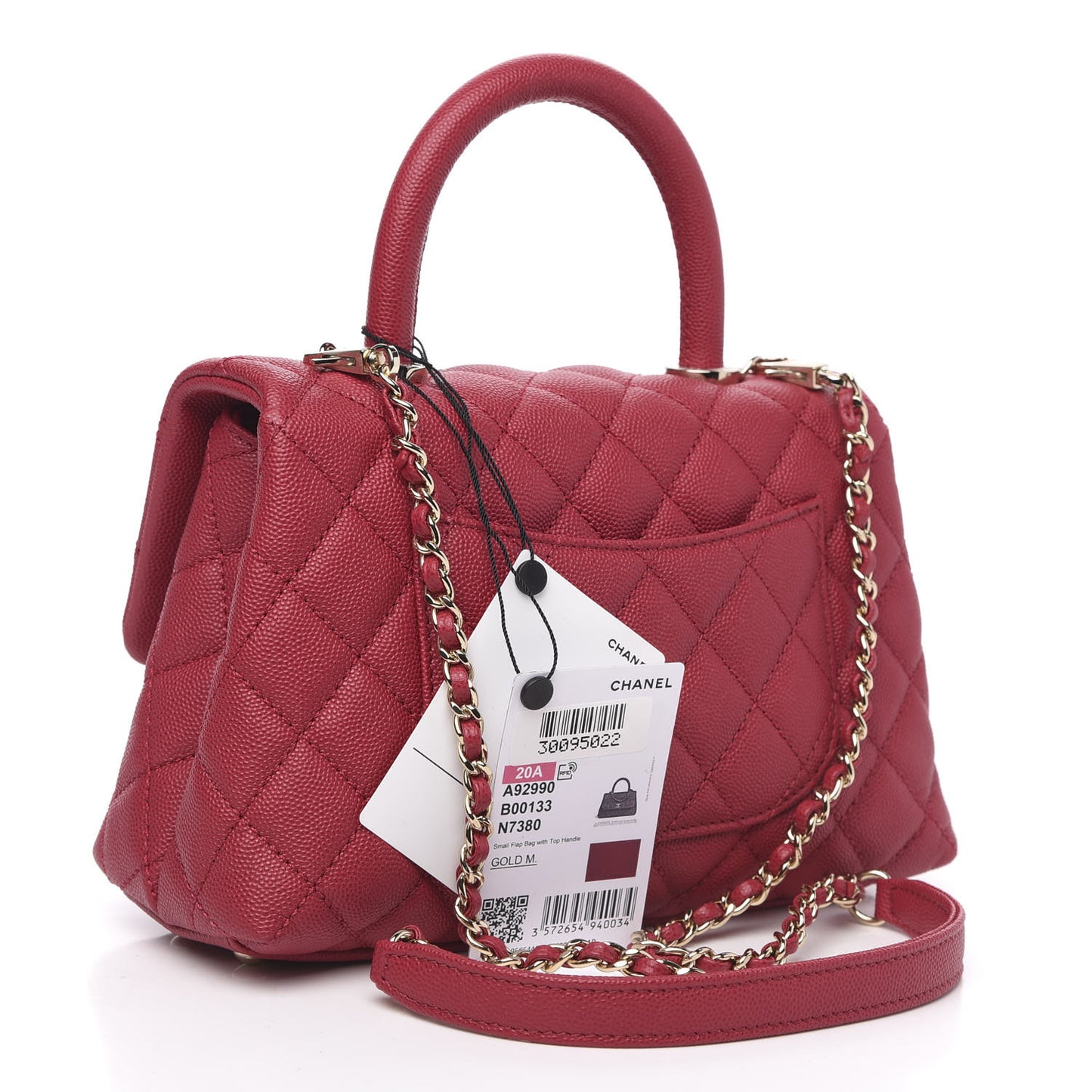 Caviar Quilted Mini Coco Handle Flap Fuchsia