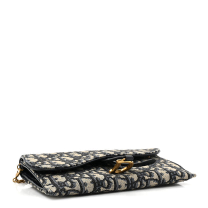 Christian Dior Oblique Saddle Chain Wallet Blue 4 of 12