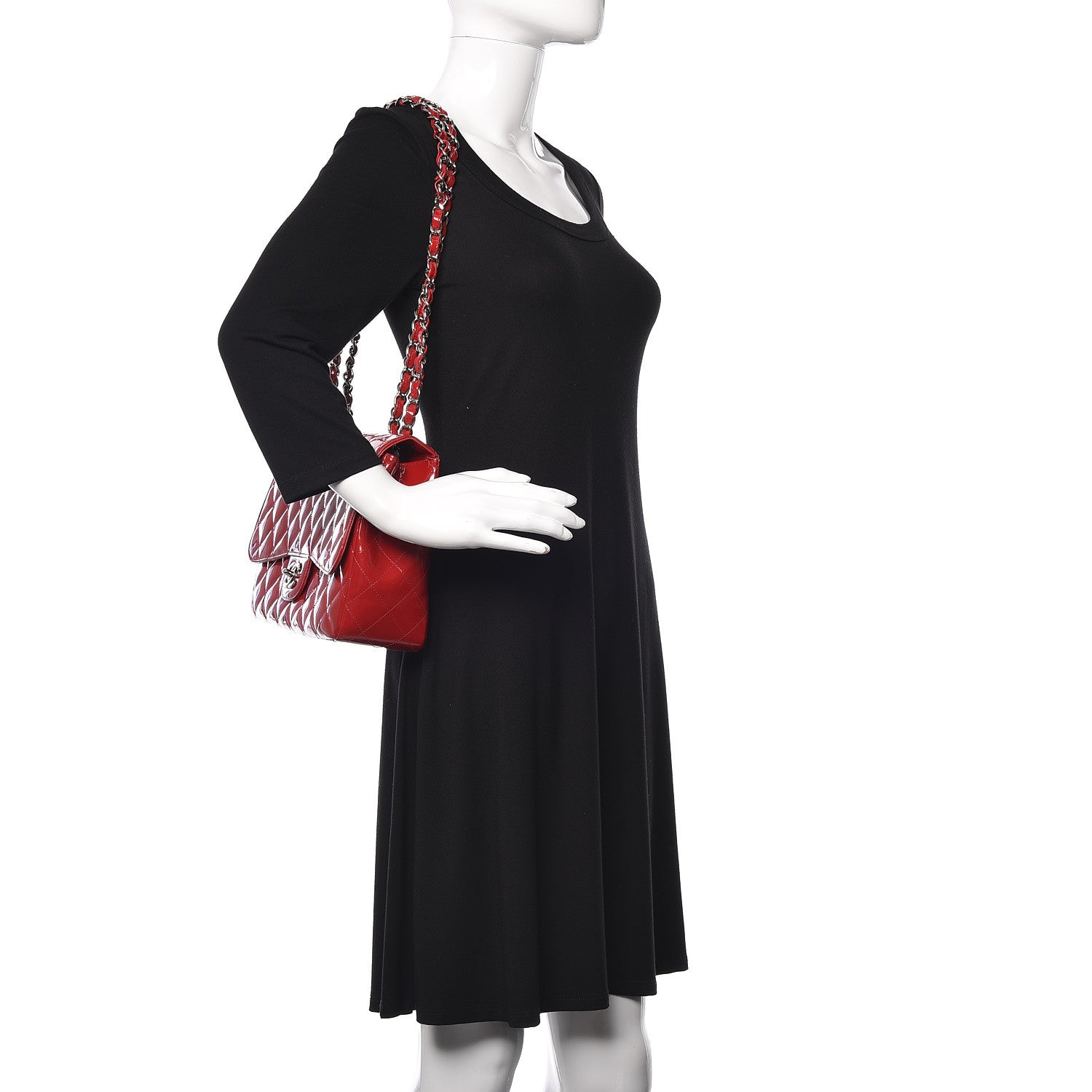 Chanel Patent Quilted Jumbo Single Flap Red 2 of 18