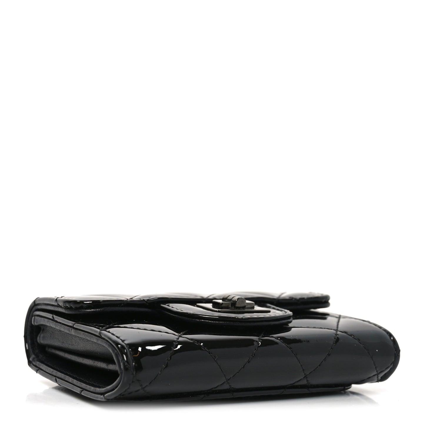 Patent Quilted Reissue Flap Card Holder Wallet So Black