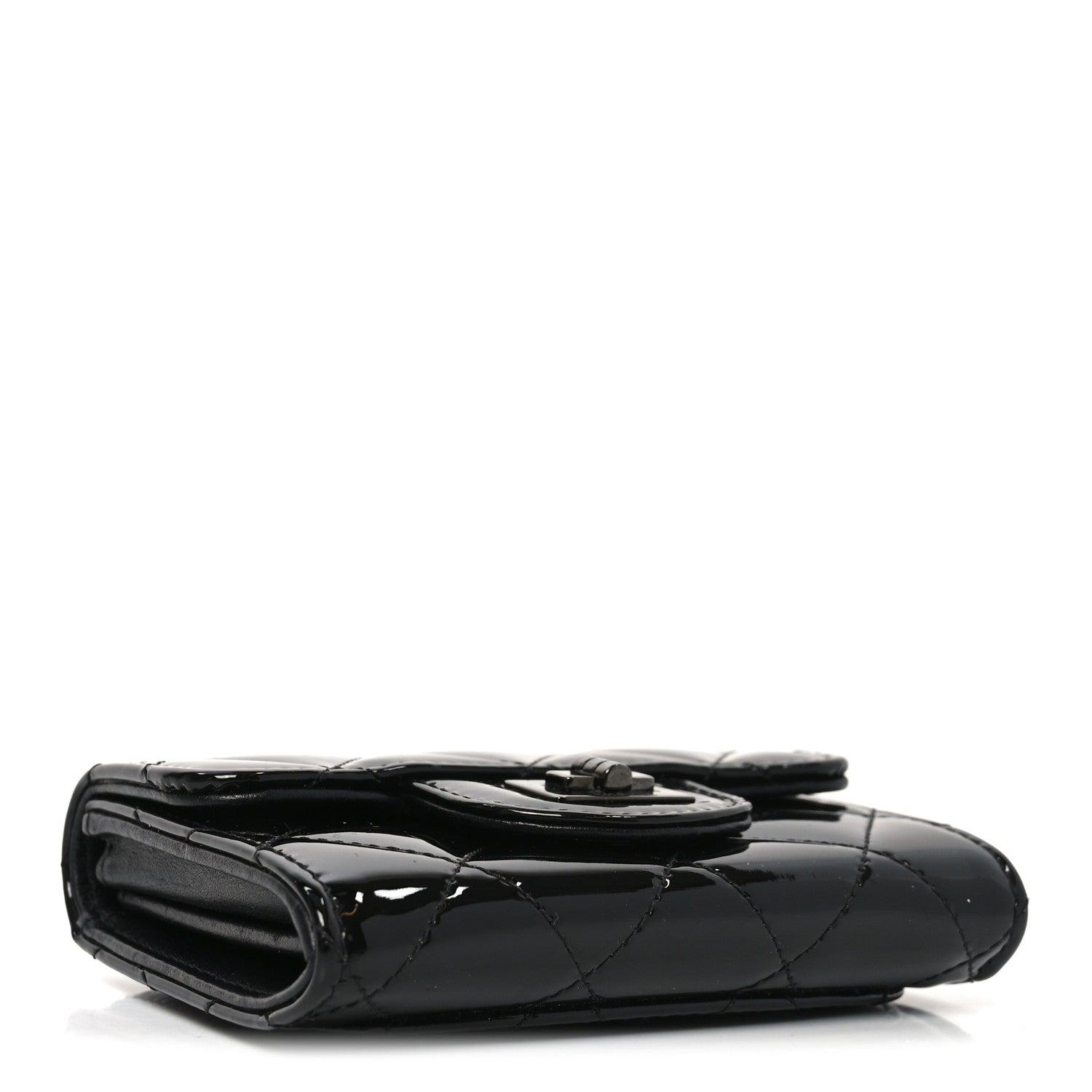Chanel Patent Quilted Reissue Flap Card Holder Wallet So Black 4 of 8