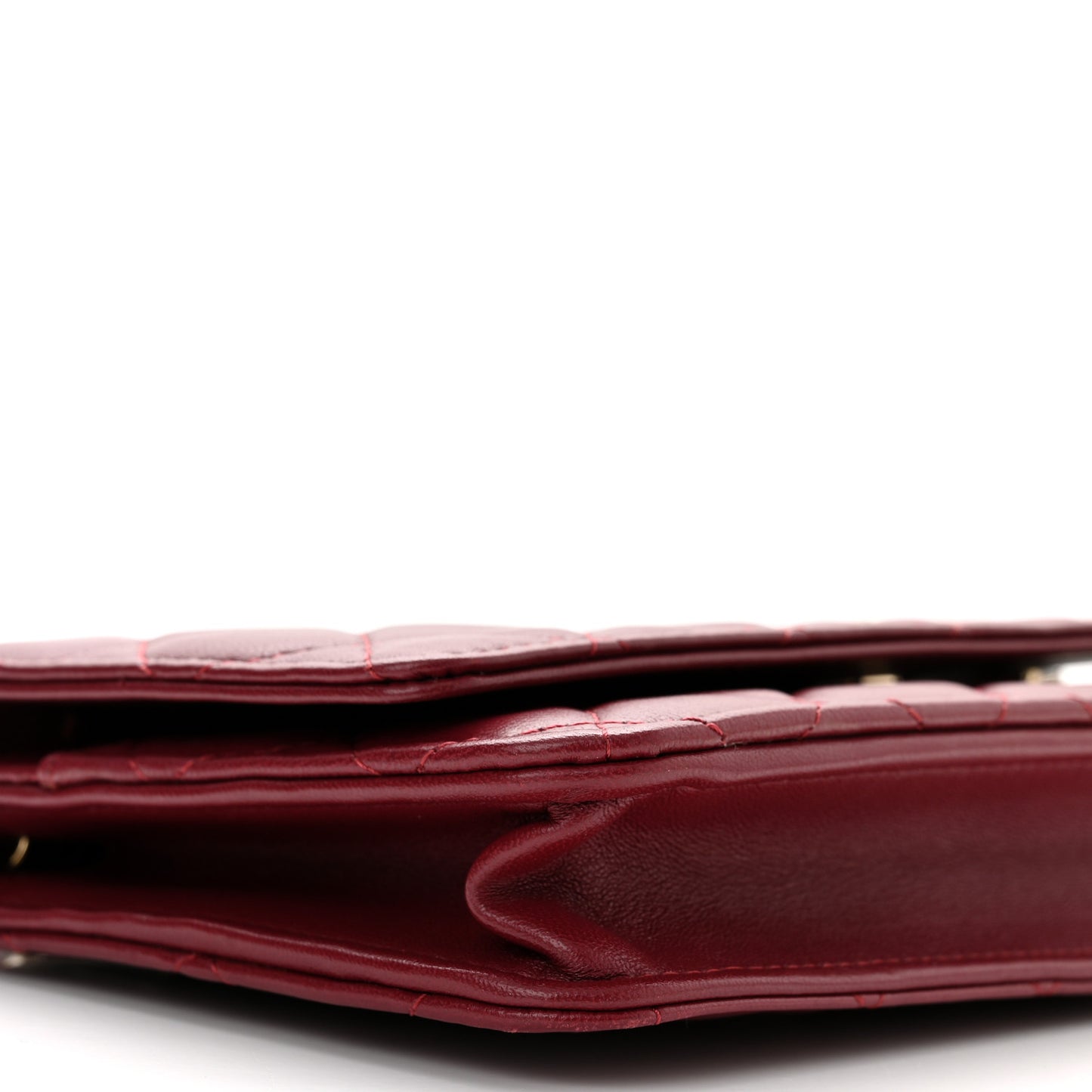Lambskin Quilted Wallet On Chain WOC Burgundy