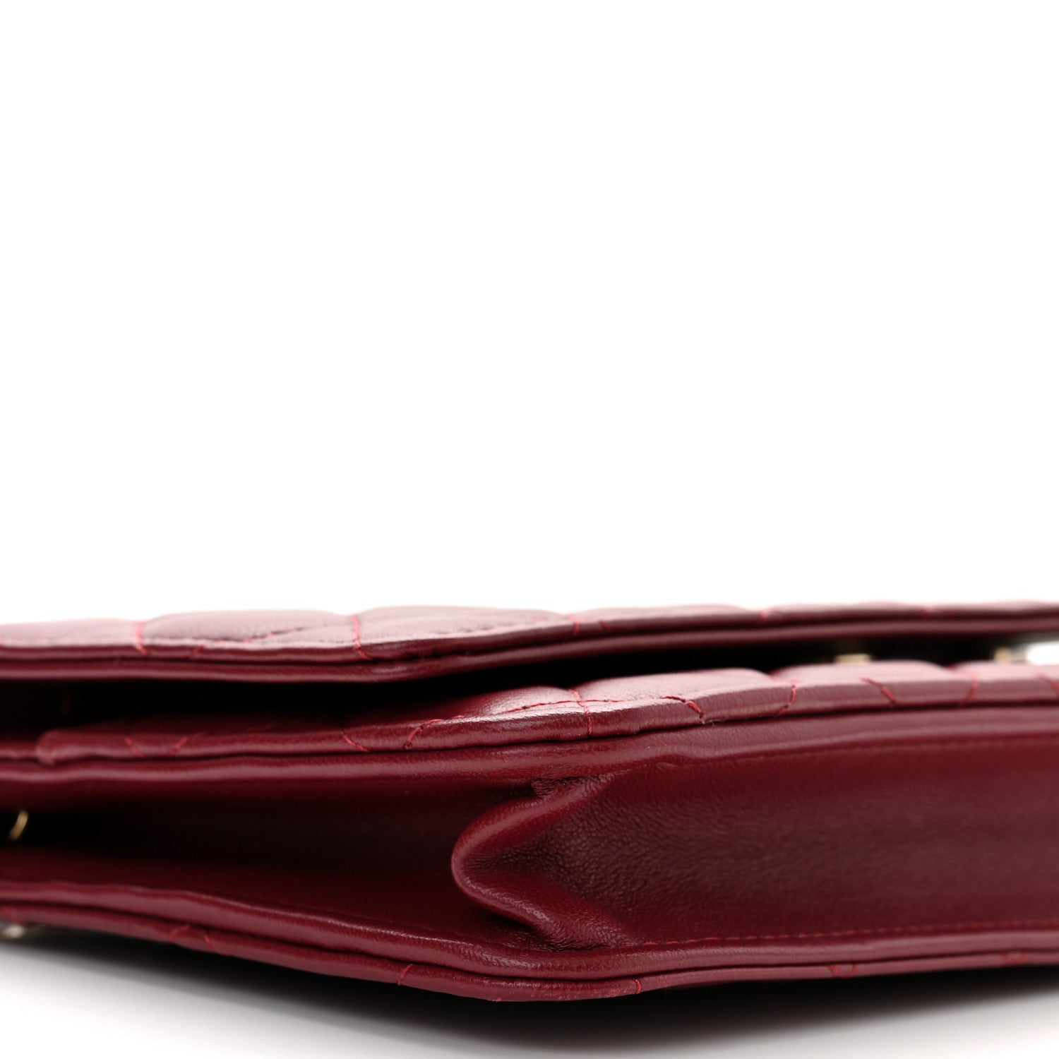 Chanel Lambskin Quilted Wallet On Chain WOC Burgundy 10 of 12