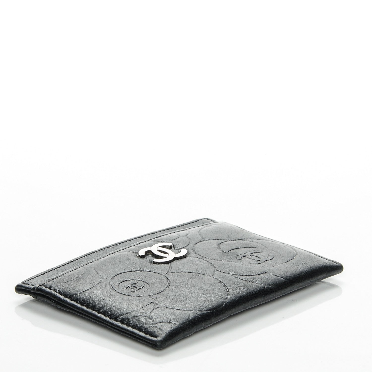 Chanel Lambskin Camellia Embossed Card Holder Black 4 of 8