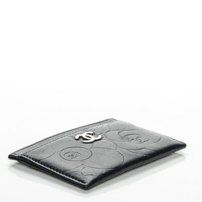 Chanel Lambskin Camellia Embossed Card Holder Black 4 of 8