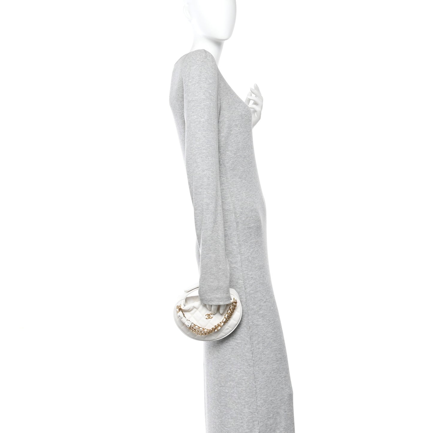 Shiny Caviar Quilted Bow Pouch Hobo White