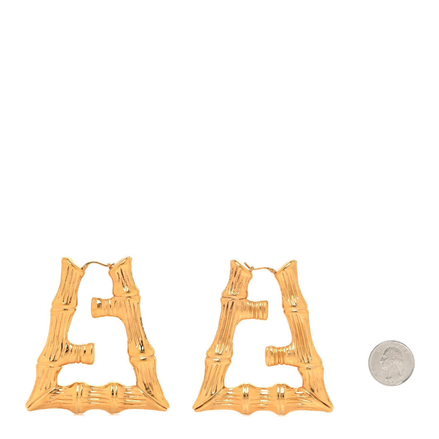 Fendi Metal FF Bamboo Hoop Earrings Gold 2 of 5