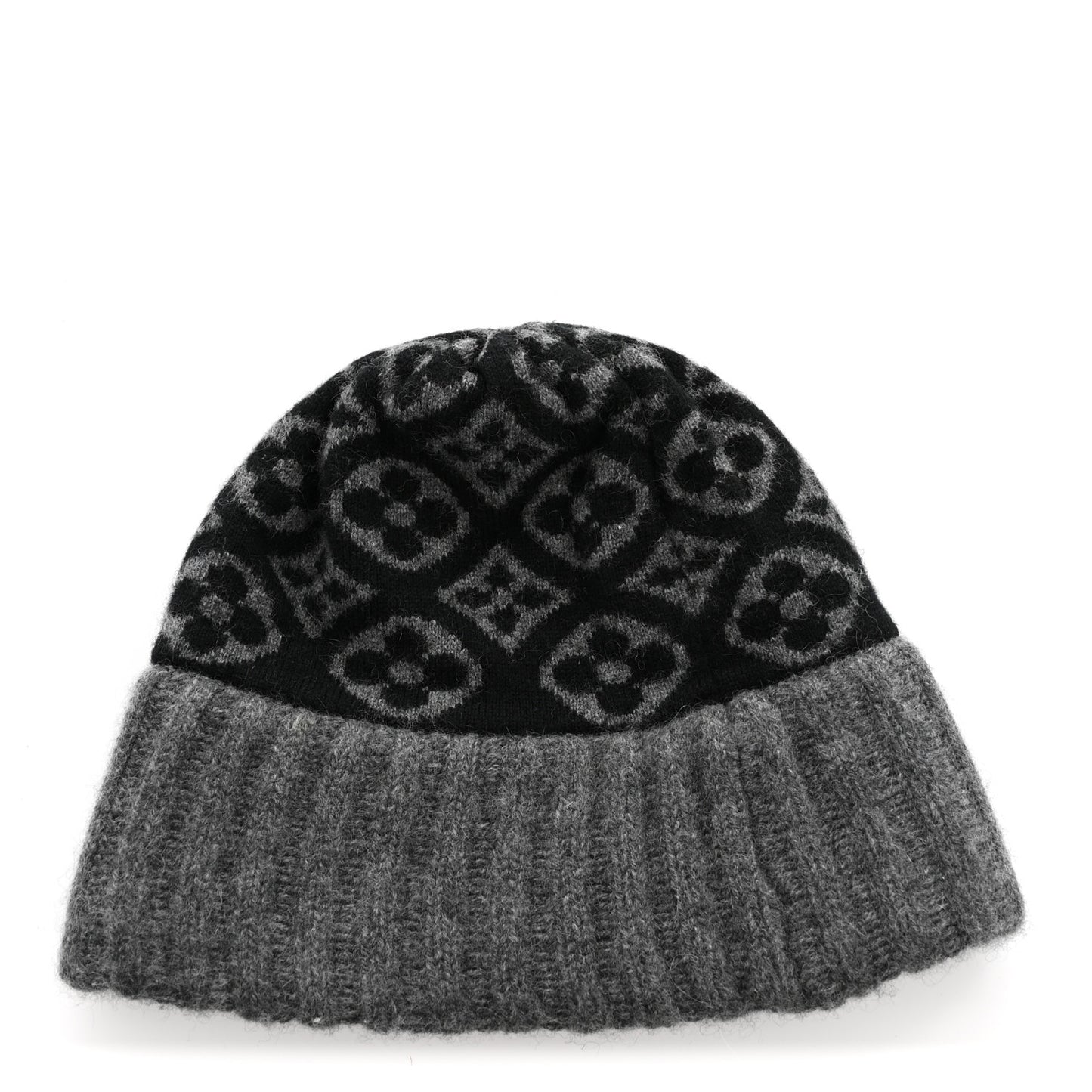 Cashmere Monogram Inventeur Beanie Grey Black