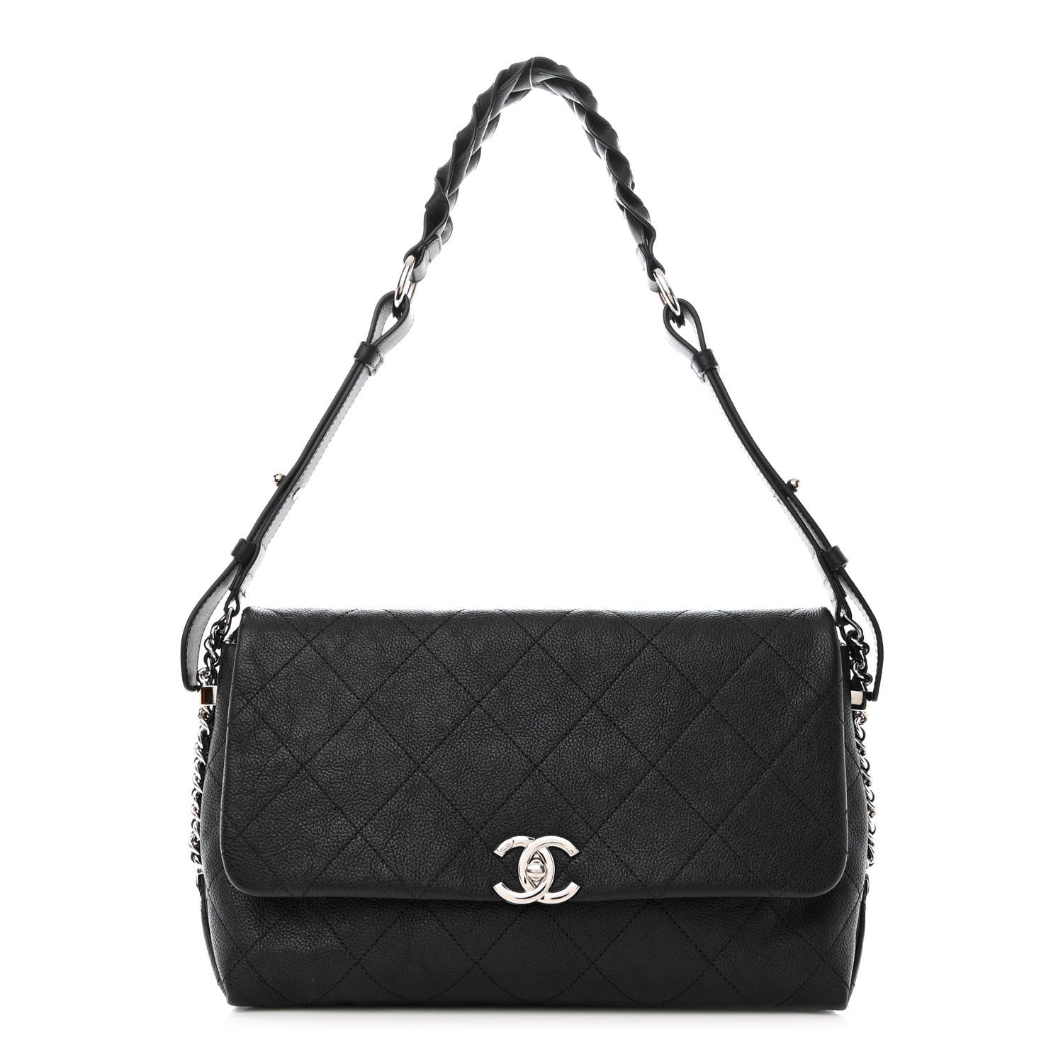 Chanel Grained Calfskin Stitched Small Braided With Style Flap Black 1 of 12
