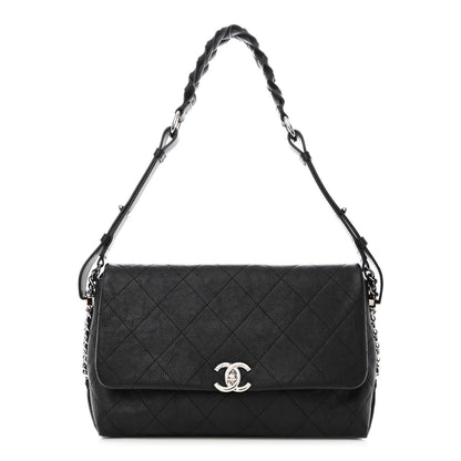Chanel Grained Calfskin Stitched Small Braided With Style Flap Black 1 of 12