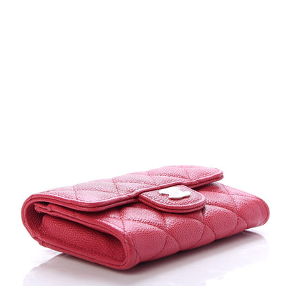 Chanel Caviar Quilted Flap Card Holder Wallet Dark Pink 4 of 9