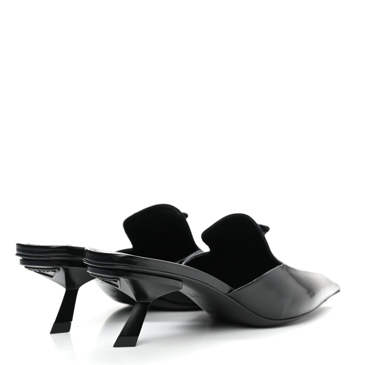 Spazzolato Triangle Logo Pointed Toe 55mm Mules 38 Black