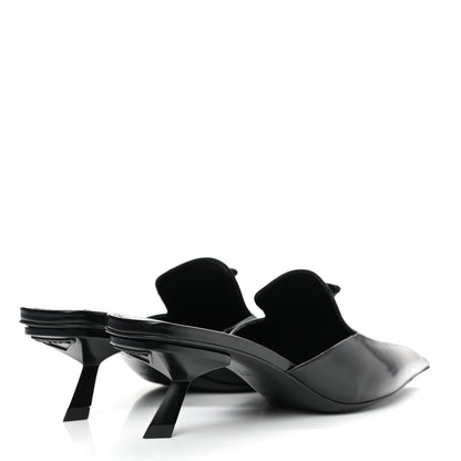 Prada Spazzolato Triangle Logo Pointed Toe 55mm Mules 38 Black 4 of 8