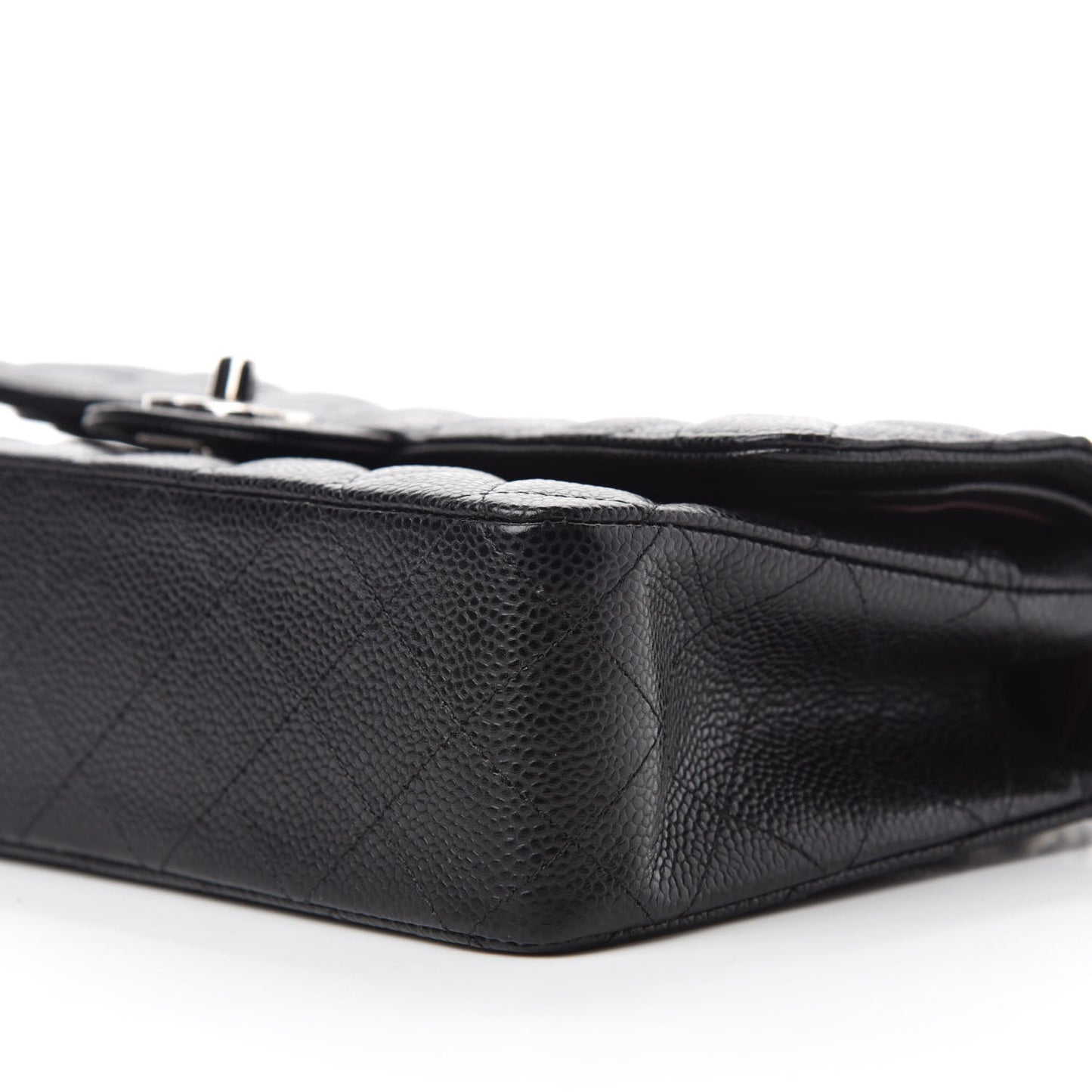 Caviar Quilted Medium Double Flap Black