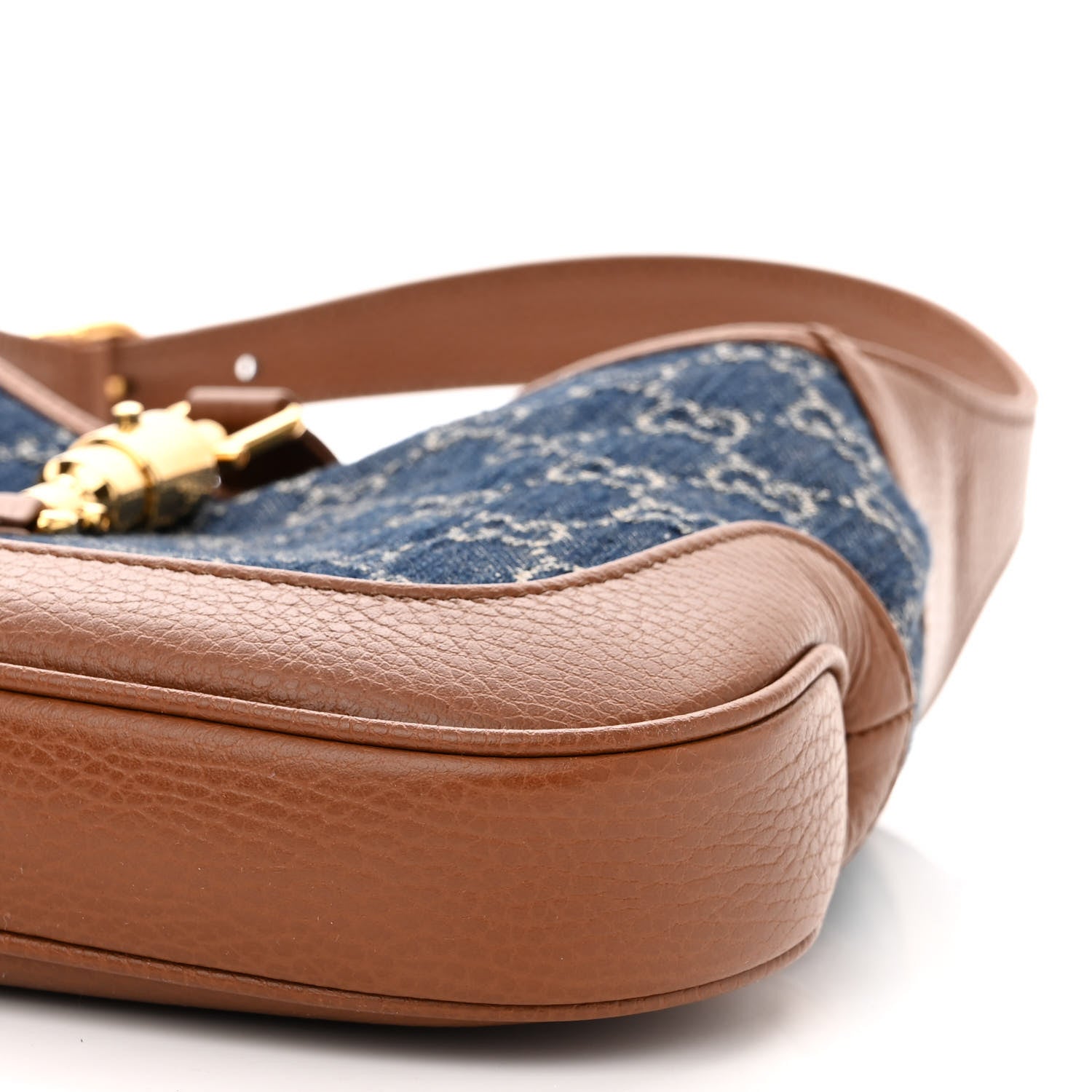 Gucci New Denim GG Monogram Calfskin Small Jackie 1961 Hobo Blue Tea Cuir 10 of 10