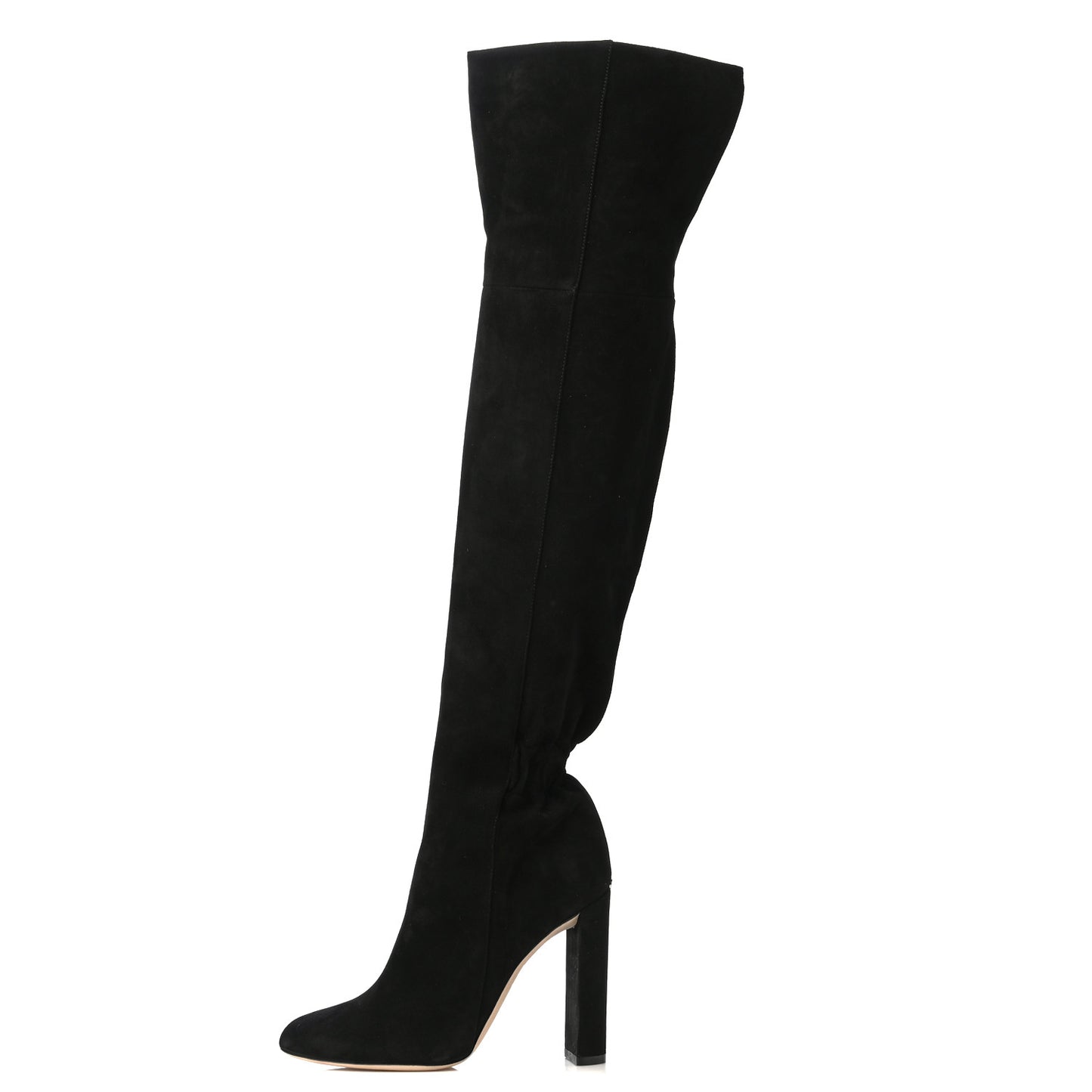 Suede Pleats Thigh High Boots 36.5 Black