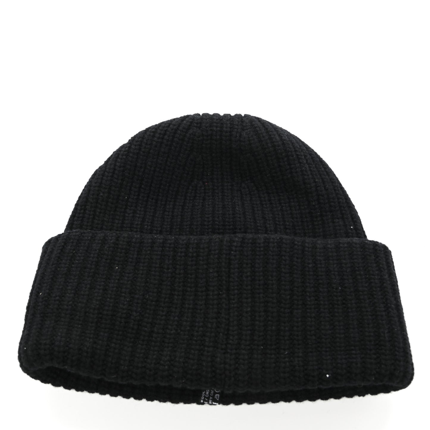 Wool Cashmere CC Beanie Hat Black White