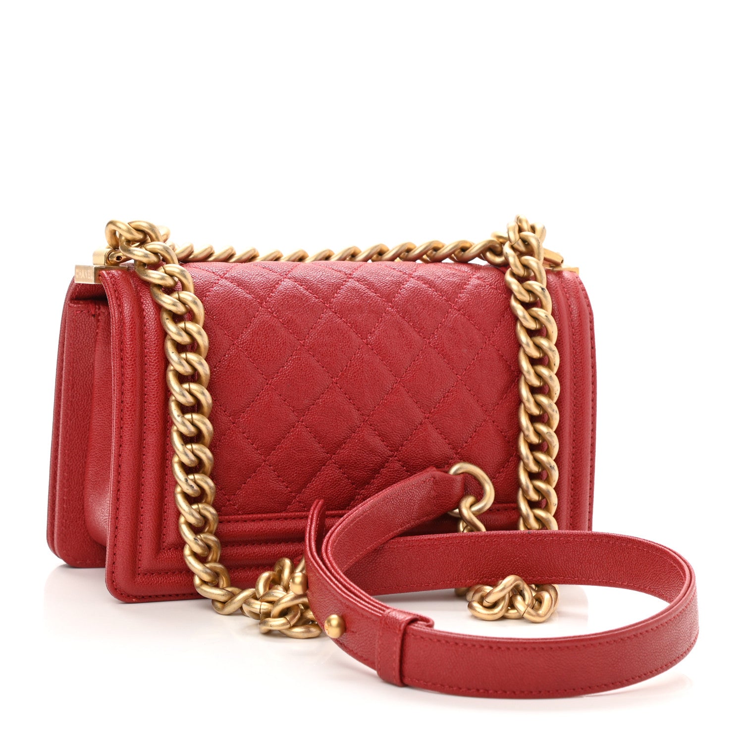 Chanel Caviar Quilted Small Boy Flap Red 3 of 12