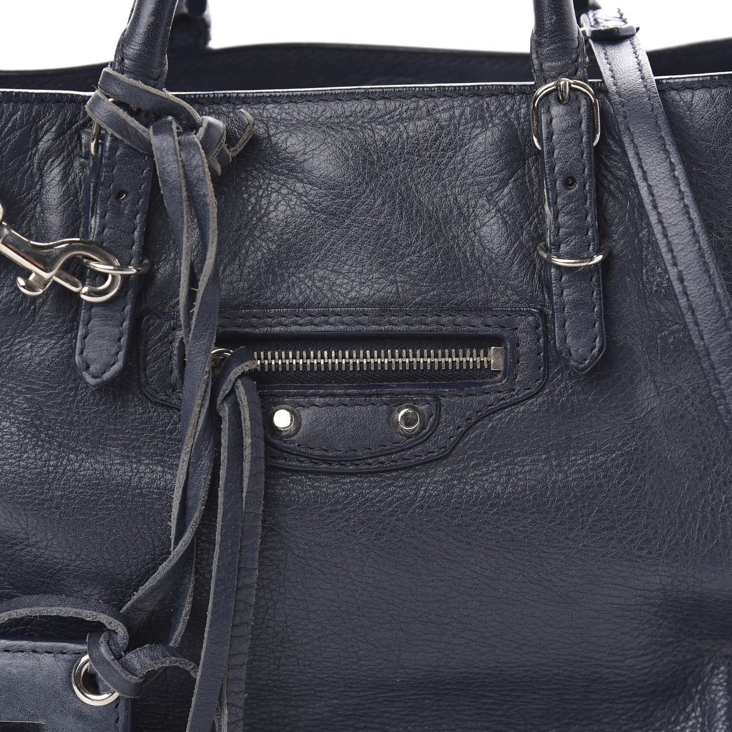 Veau Papier A6 Zip Around Tote Bleu Nuit